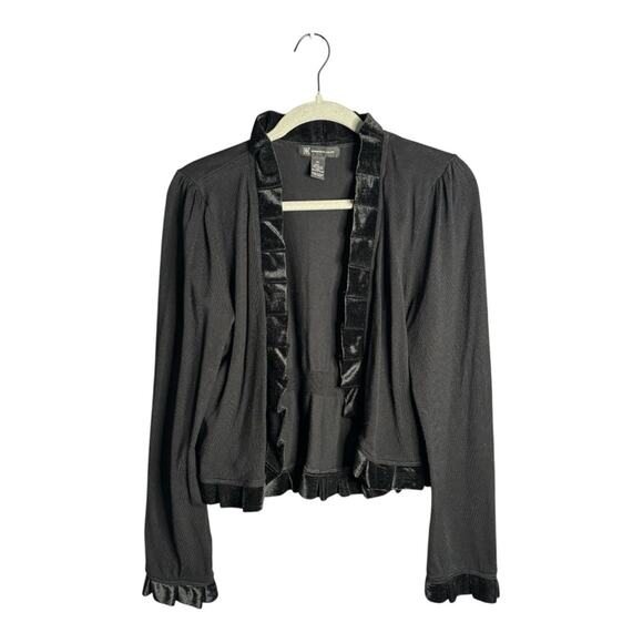 INC Black Open Cardigan With Velvet Trim Size XL - Picture 1 of 4